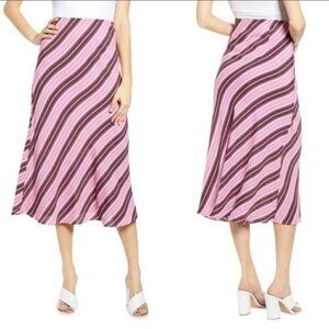 NWT Leith Striped Bias Cut Midi Skirt Size XS‎